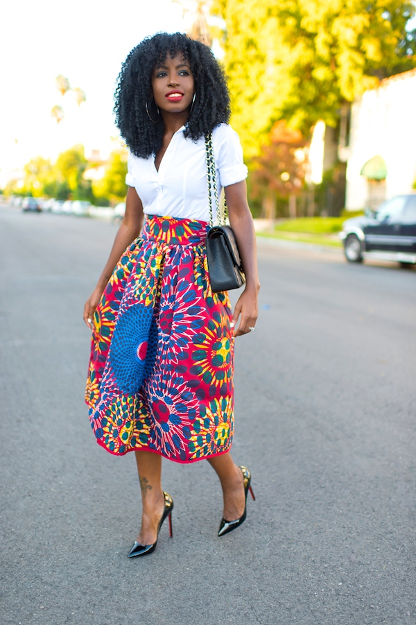 African Fashion Print Skirt With White Buttoned Shirts Is One Fabulous ...